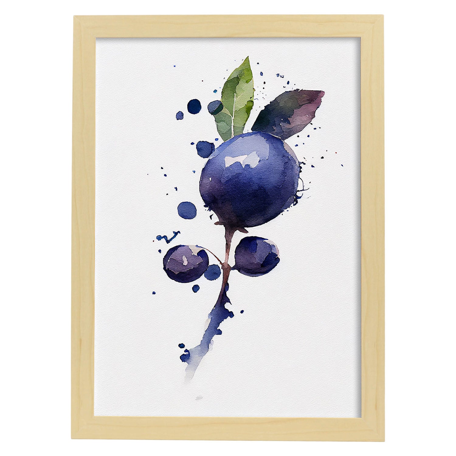 Nacnic minimalist Blueberry_3. Aesthetic Wall Art Prints for Bedroom or Living Room Design.-Artwork-Nacnic-A4-Marco Madera Clara-Nacnic Estudio SL