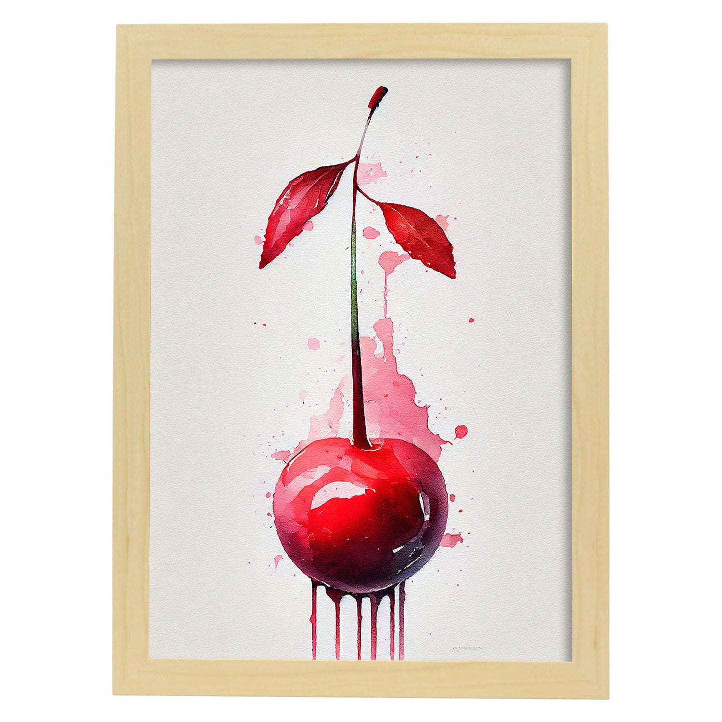 Nacnic minimalist Cherry_1. Aesthetic Wall Art Prints for Bedroom or Living Room Design.-Artwork-Nacnic-A4-Marco Madera Clara-Nacnic Estudio SL