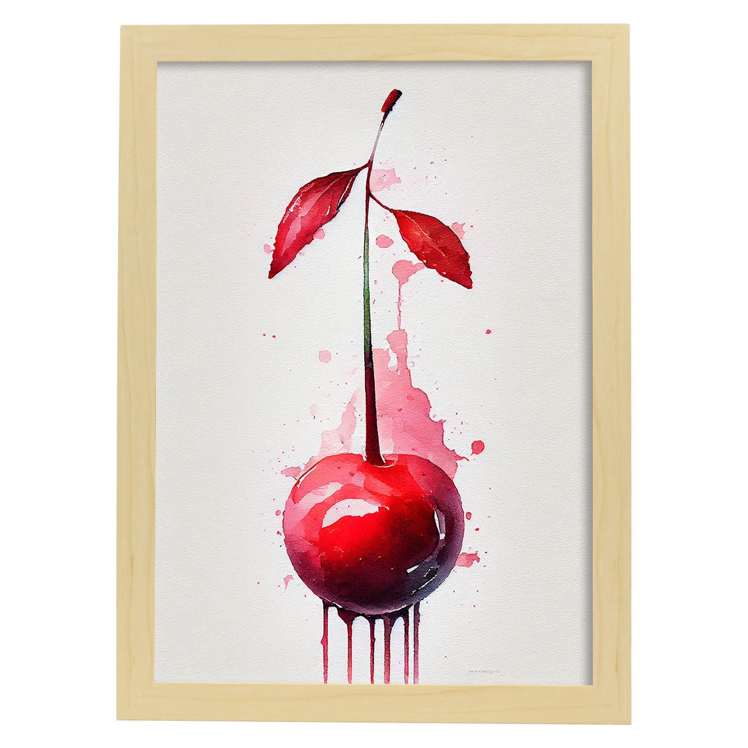 Nacnic minimalist Cherry_1. Aesthetic Wall Art Prints for Bedroom or Living Room Design.-Artwork-Nacnic-A4-Marco Madera Clara-Nacnic Estudio SL