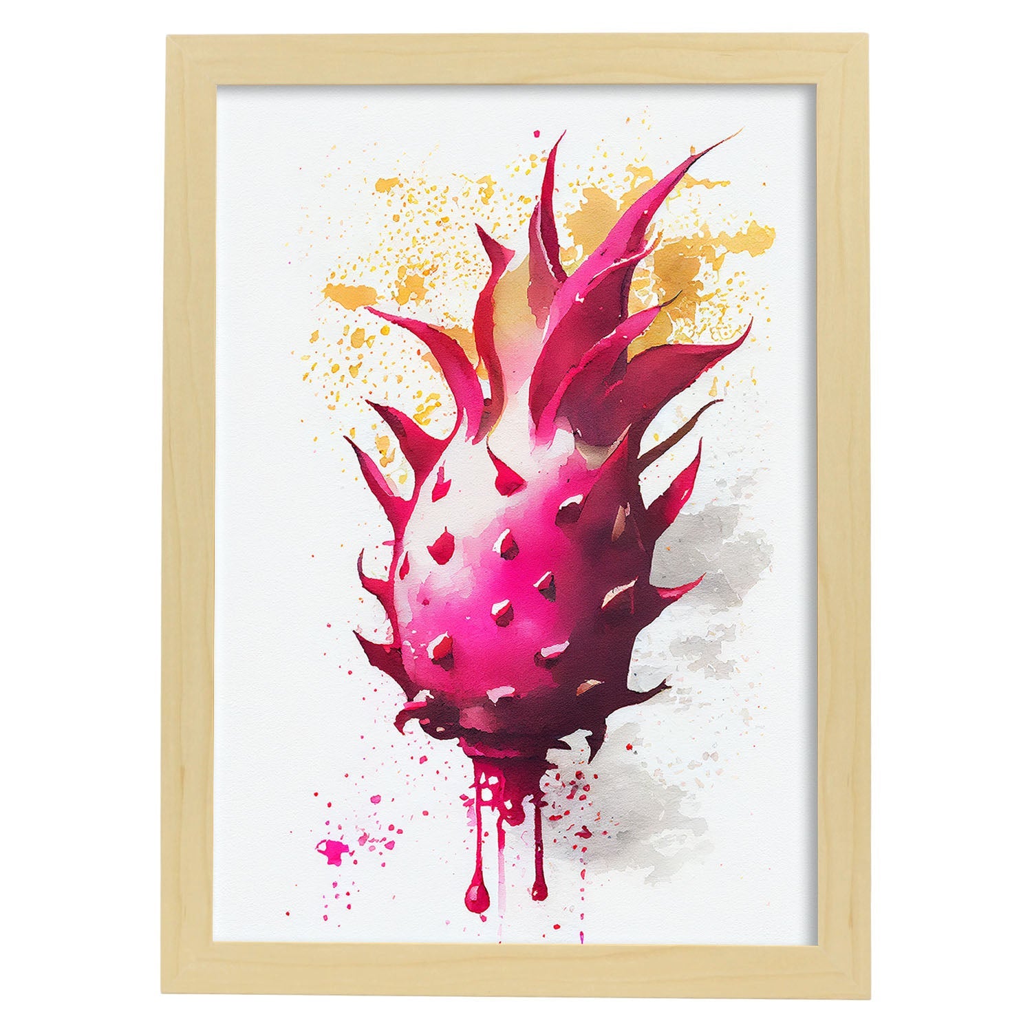 Nacnic minimalist Dragonfruit. Aesthetic Wall Art Prints for Bedroom or Living Room Design.-Artwork-Nacnic-A4-Marco Madera Clara-Nacnic Estudio SL