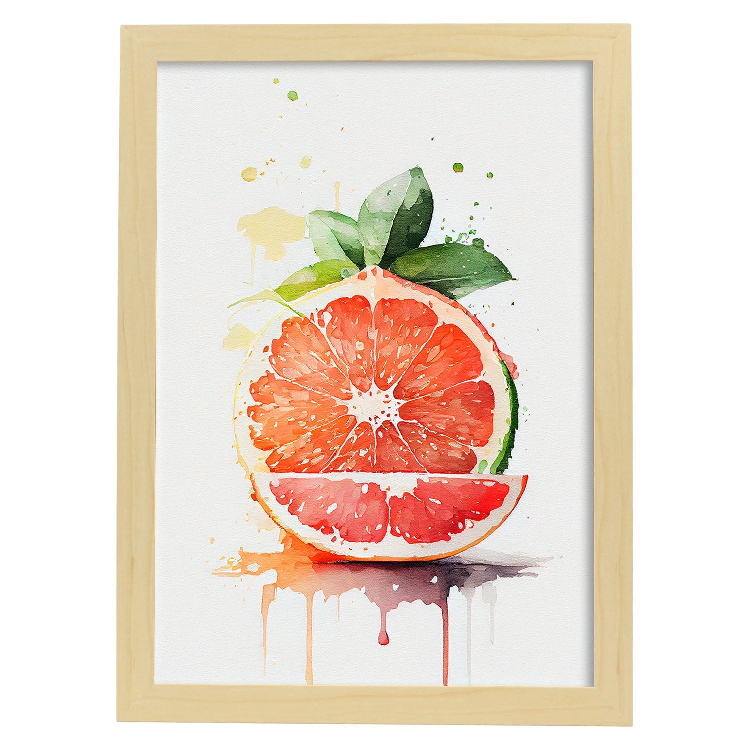 Nacnic minimalist Grapefruit_1. Aesthetic Wall Art Prints for Bedroom or Living Room Design.-Artwork-Nacnic-A4-Marco Madera Clara-Nacnic Estudio SL