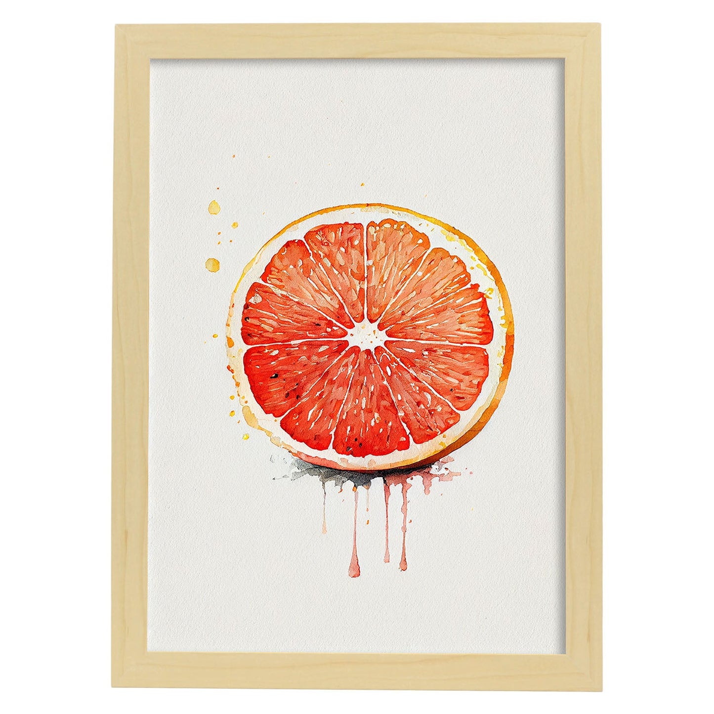 Nacnic minimalist Grapefruit_2. Aesthetic Wall Art Prints for Bedroom or Living Room Design.-Artwork-Nacnic-A4-Marco Madera Clara-Nacnic Estudio SL