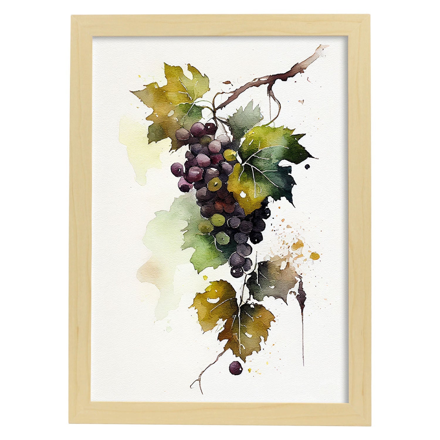 Nacnic minimalist Grapes_2. Aesthetic Wall Art Prints for Bedroom or Living Room Design.-Artwork-Nacnic-A4-Marco Madera Clara-Nacnic Estudio SL