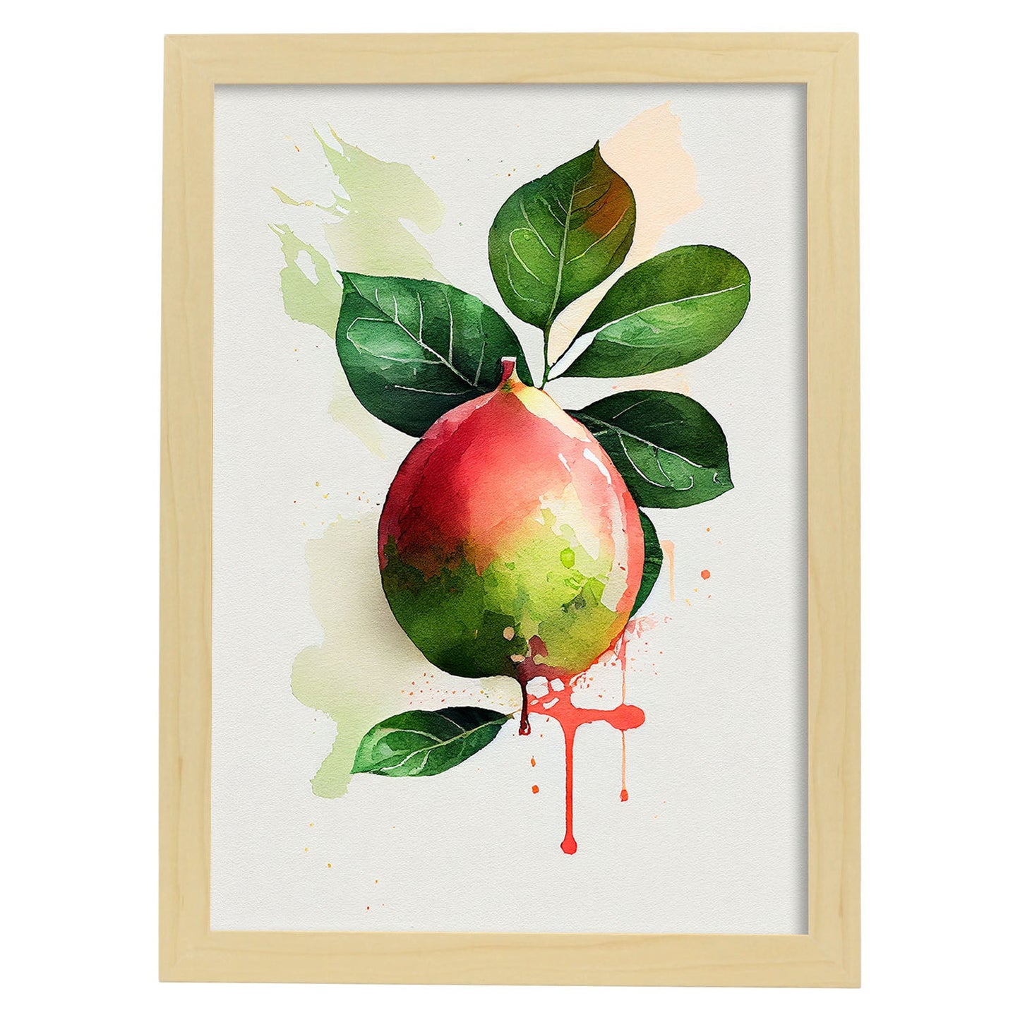 Nacnic minimalist Guava. Aesthetic Wall Art Prints for Bedroom or Living Room Design.-Artwork-Nacnic-A4-Marco Madera Clara-Nacnic Estudio SL