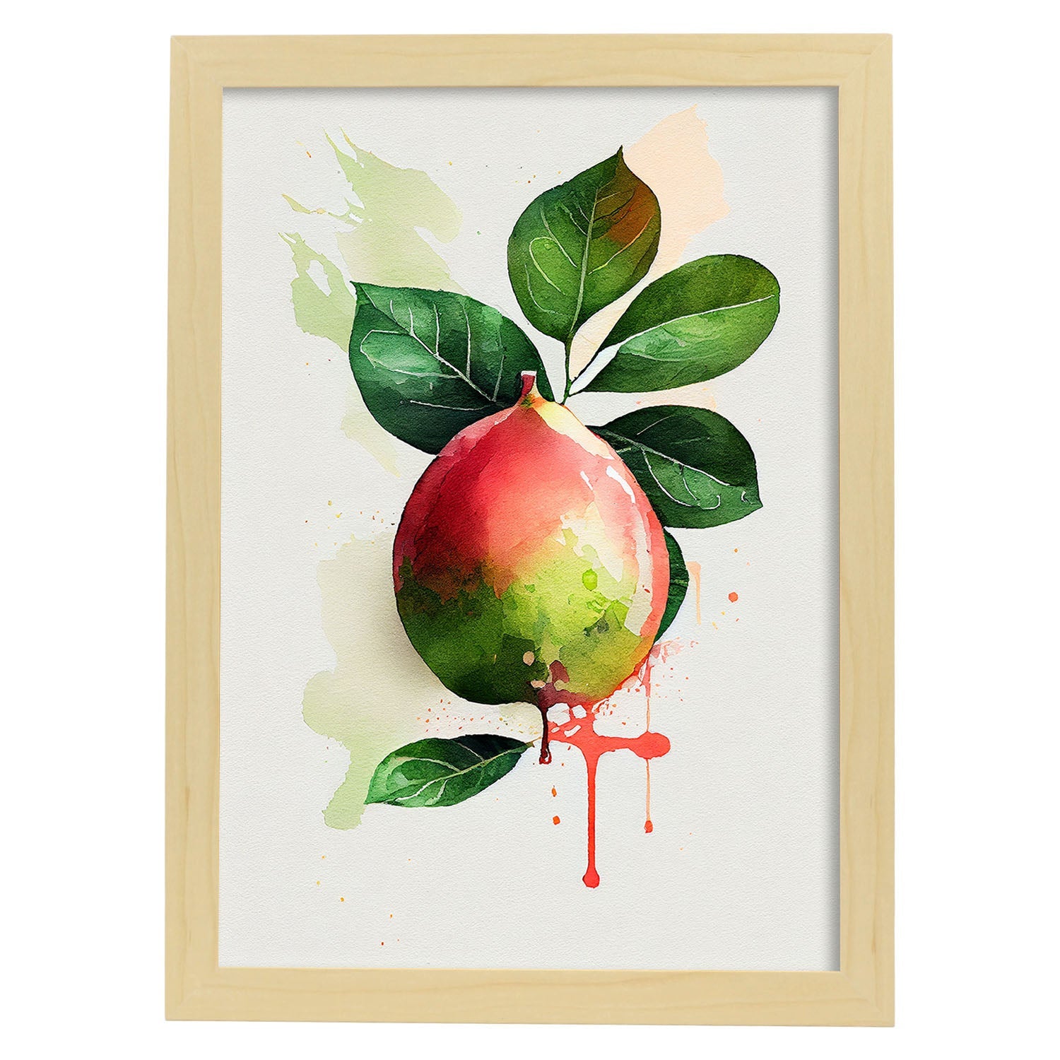 Nacnic minimalist Guava. Aesthetic Wall Art Prints for Bedroom or Living Room Design.-Artwork-Nacnic-A4-Marco Madera Clara-Nacnic Estudio SL