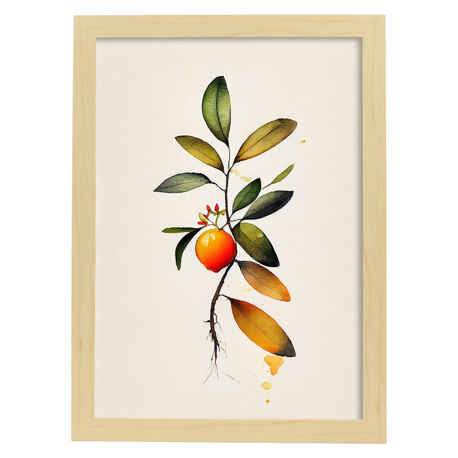 Nacnic minimalist Kumquat_2. Aesthetic Wall Art Prints for Bedroom or Living Room Design.-Artwork-Nacnic-A4-Marco Madera Clara-Nacnic Estudio SL