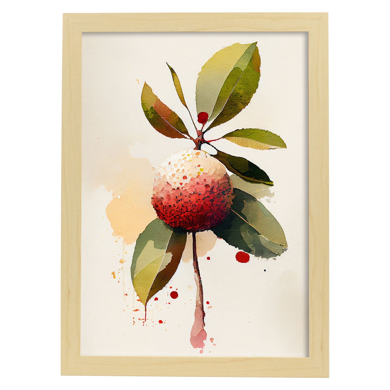 Nacnic minimalist Lychee_1. Aesthetic Wall Art Prints for Bedroom or Living Room Design.-Artwork-Nacnic-A4-Marco Madera Clara-Nacnic Estudio SL