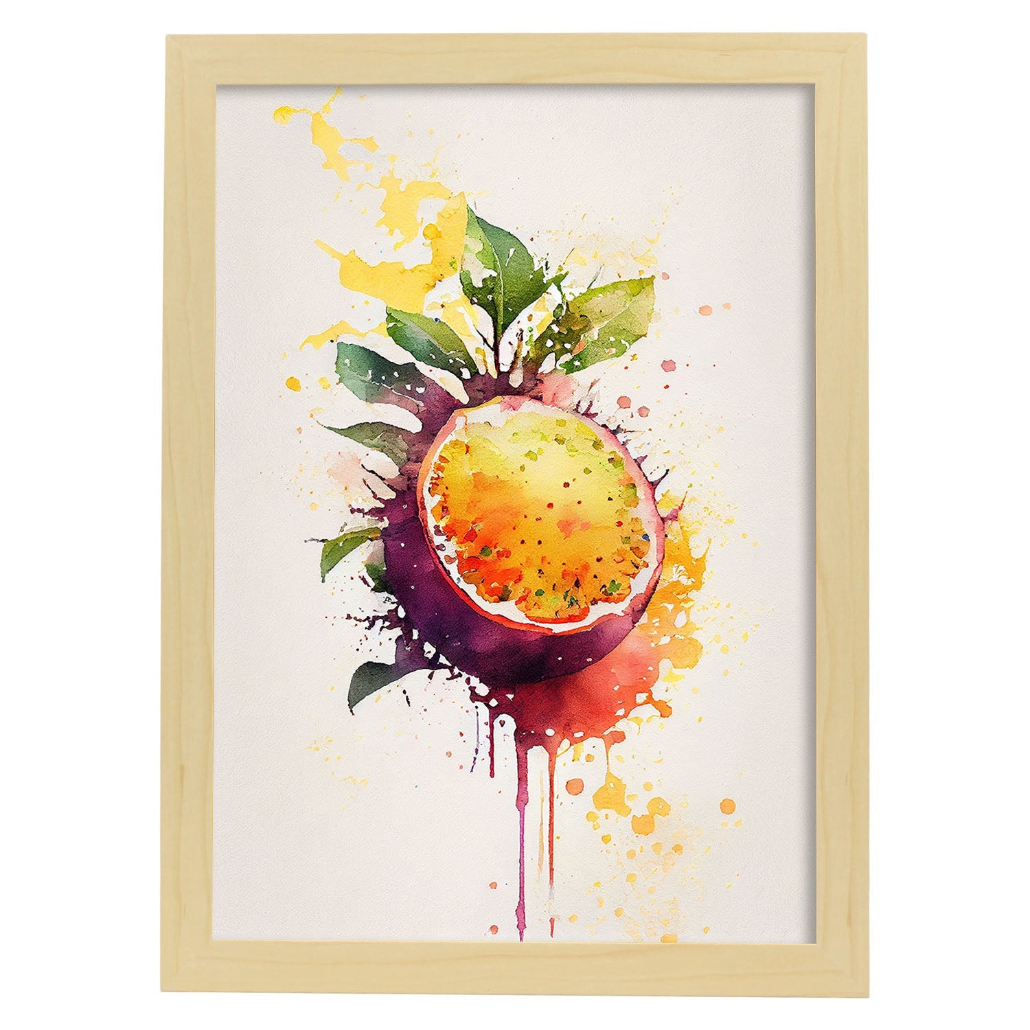 Nacnic minimalist Maracuja_2. Aesthetic Wall Art Prints for Bedroom or Living Room Design.-Artwork-Nacnic-A4-Marco Madera Clara-Nacnic Estudio SL