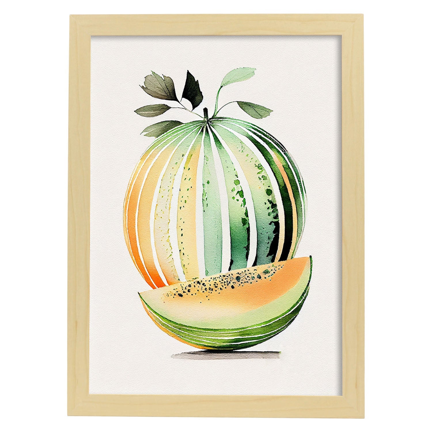 Nacnic minimalist Melon_2. Aesthetic Wall Art Prints for Bedroom or Living Room Design.-Artwork-Nacnic-A4-Marco Madera Clara-Nacnic Estudio SL