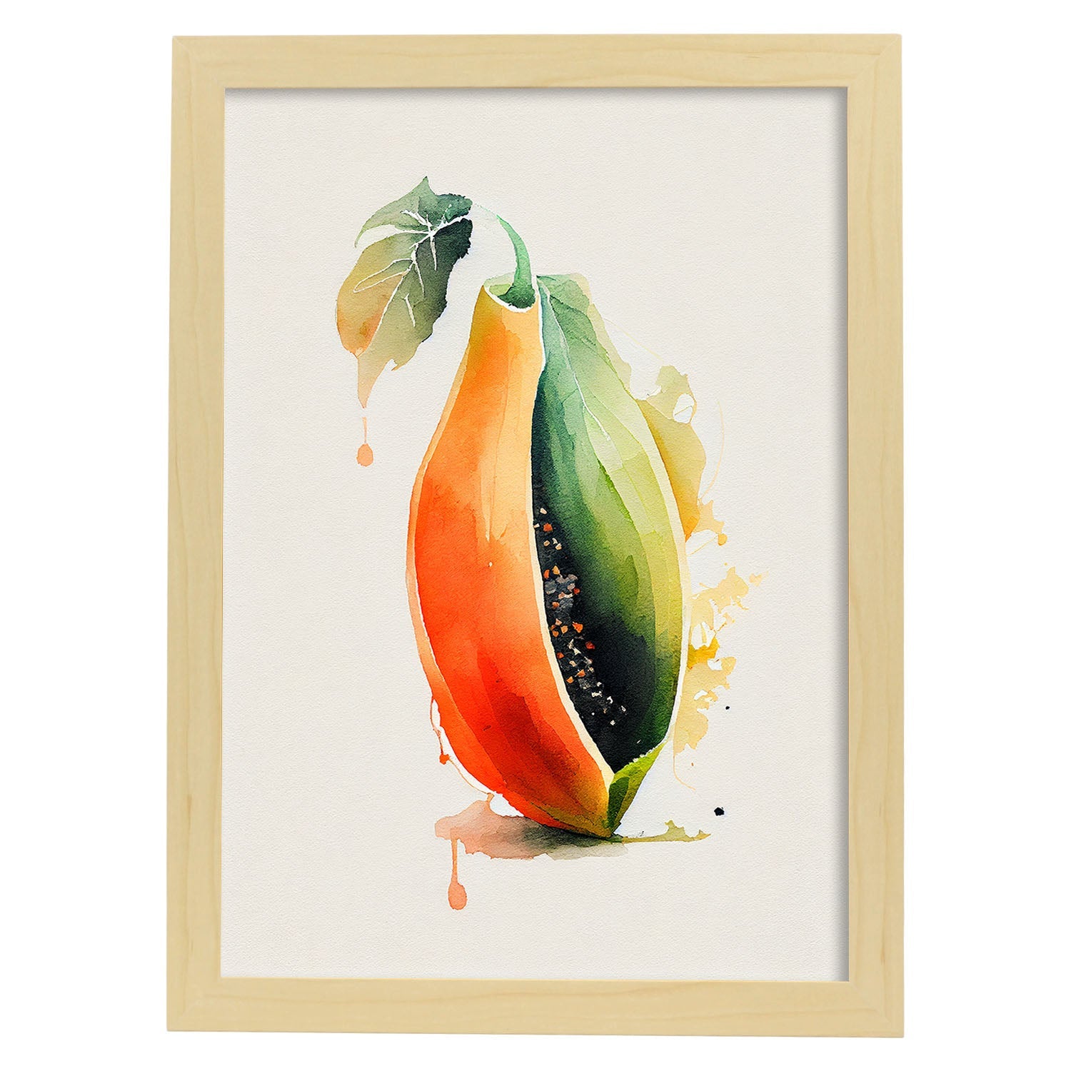 Nacnic minimalist Papaya_1. Aesthetic Wall Art Prints for Bedroom or Living Room Design.-Artwork-Nacnic-A4-Marco Madera Clara-Nacnic Estudio SL
