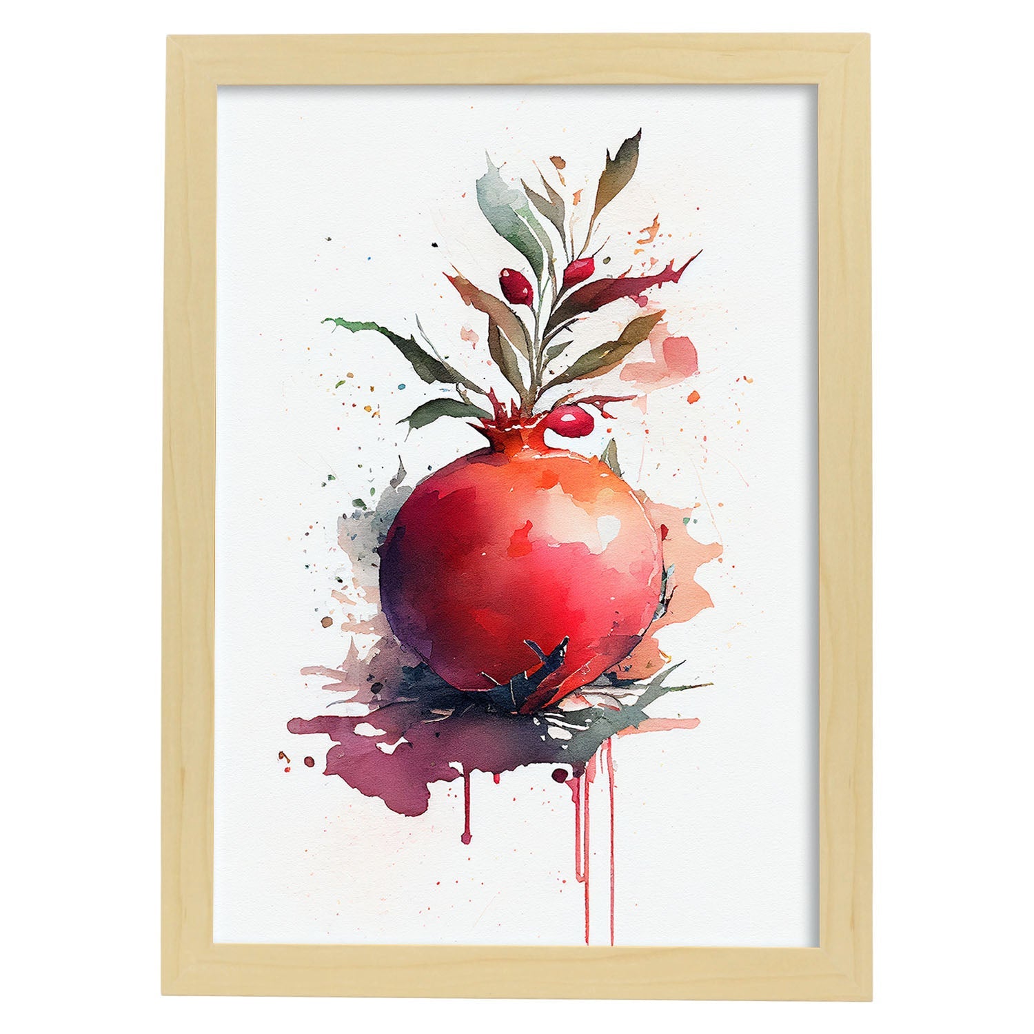 Nacnic minimalist Pomegranate_1. Aesthetic Wall Art Prints for Bedroom or Living Room Design.-Artwork-Nacnic-A4-Marco Madera Clara-Nacnic Estudio SL