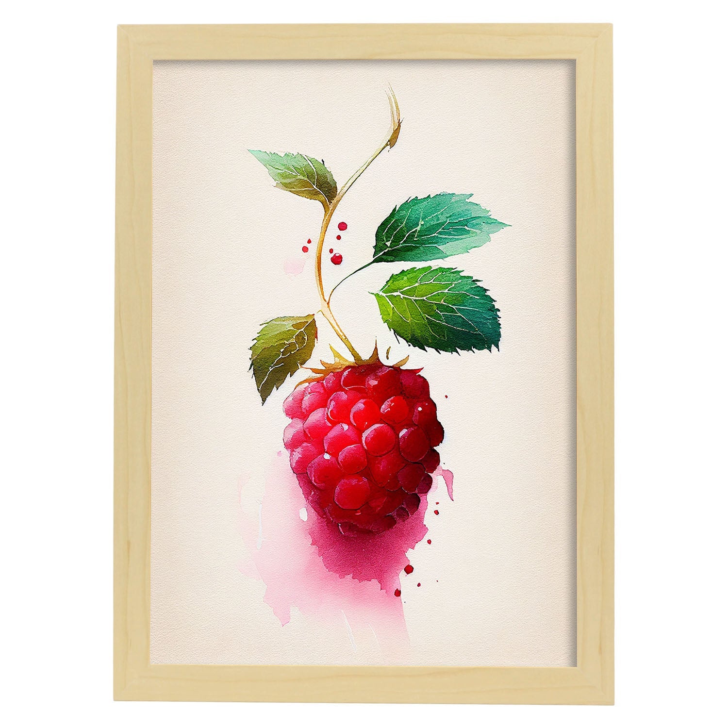 Nacnic minimalist Rasberry_1. Aesthetic Wall Art Prints for Bedroom or Living Room Design.-Artwork-Nacnic-A4-Marco Madera Clara-Nacnic Estudio SL