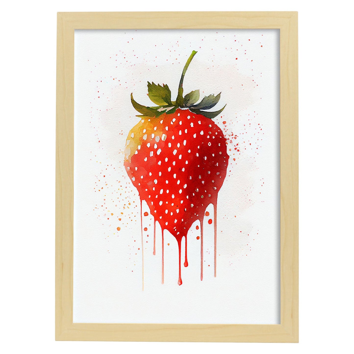 Nacnic minimalist Strawberry_2. Aesthetic Wall Art Prints for Bedroom or Living Room Design.-Artwork-Nacnic-A4-Marco Madera Clara-Nacnic Estudio SL