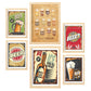Set de 6 láminas vintage de cerveza con carteles publicitarios retro en colores vivos para decorar bar, cocina o restaurante moderno – 2 grandes y 4 medianos