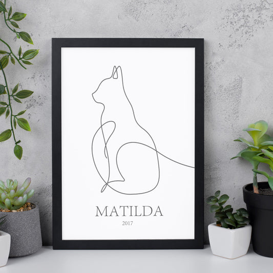 Lámina Personalizada Gato Con Su Conmbre Y Nacimiento Regalo De Diseño Para Momentos Unicos. Ideal Para Eventos. Cumpleaños, Aniversarios, Nacimientos