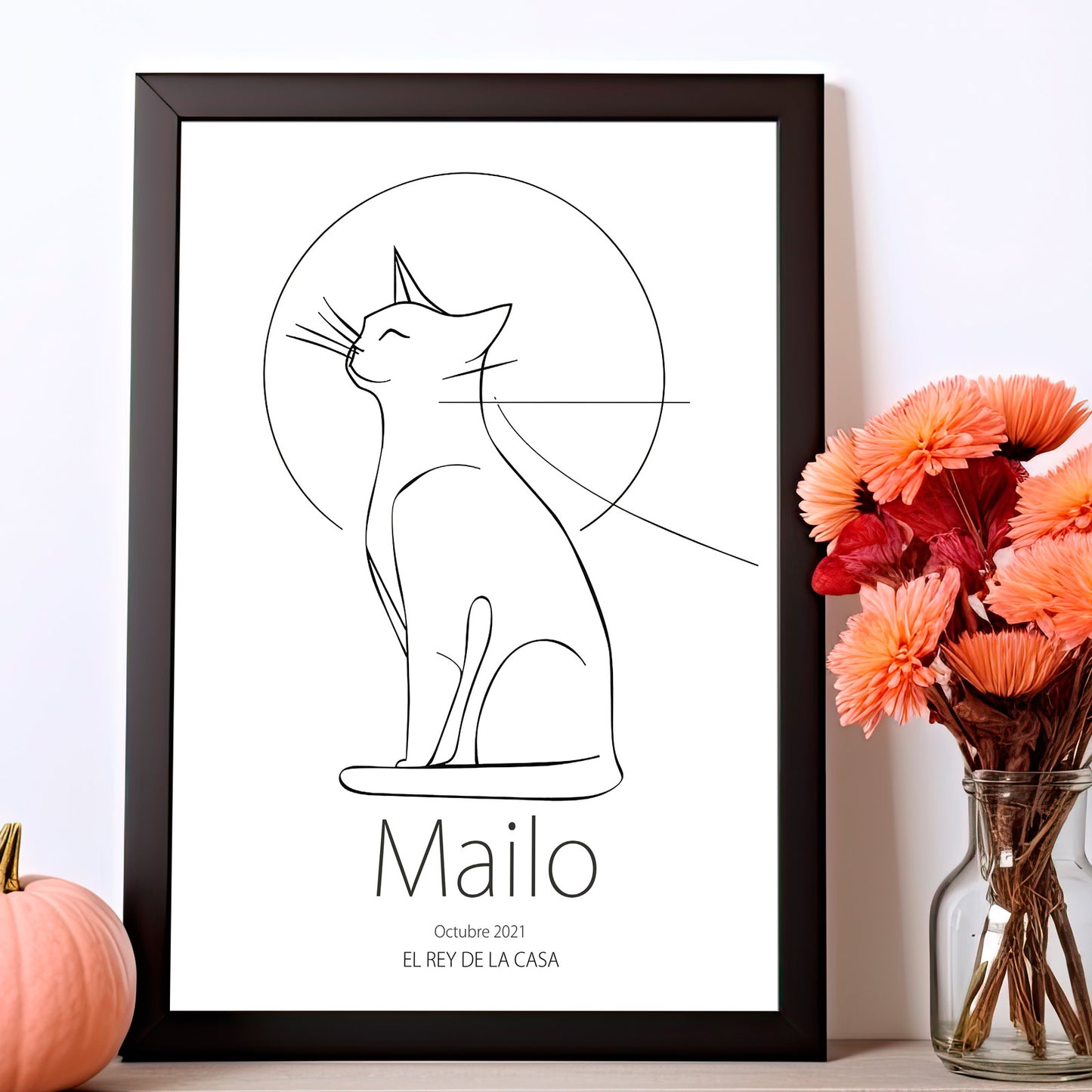 Lámina Personalizada Gato Regalo De Diseño Para Momentos Unicos. Ideal Para Eventos. Cumpleaños, Aniversarios, Nacimientos