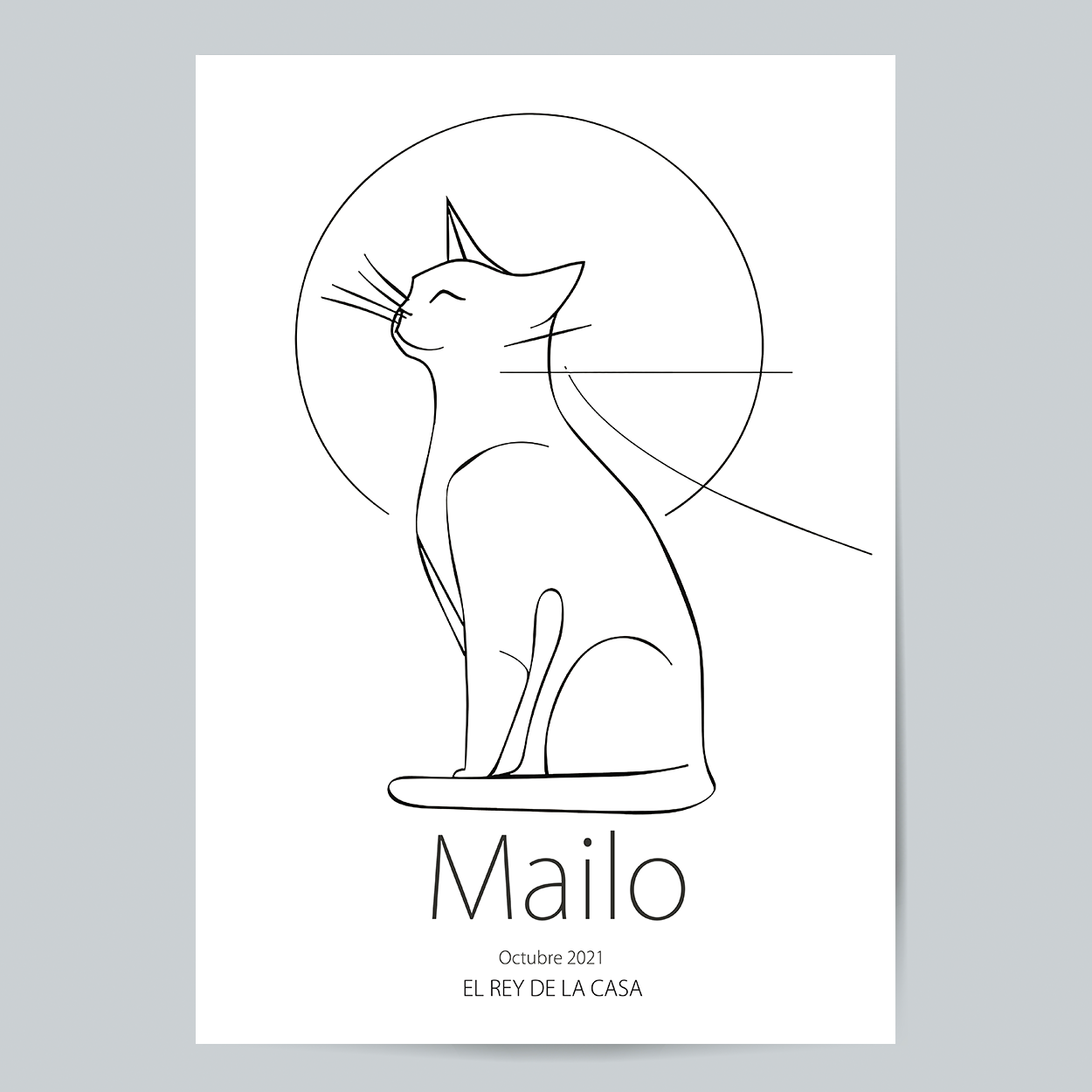 Lámina Personalizada Gato Regalo De Diseño Para Momentos Unicos. Ideal Para Eventos. Cumpleaños, Aniversarios, Nacimientos