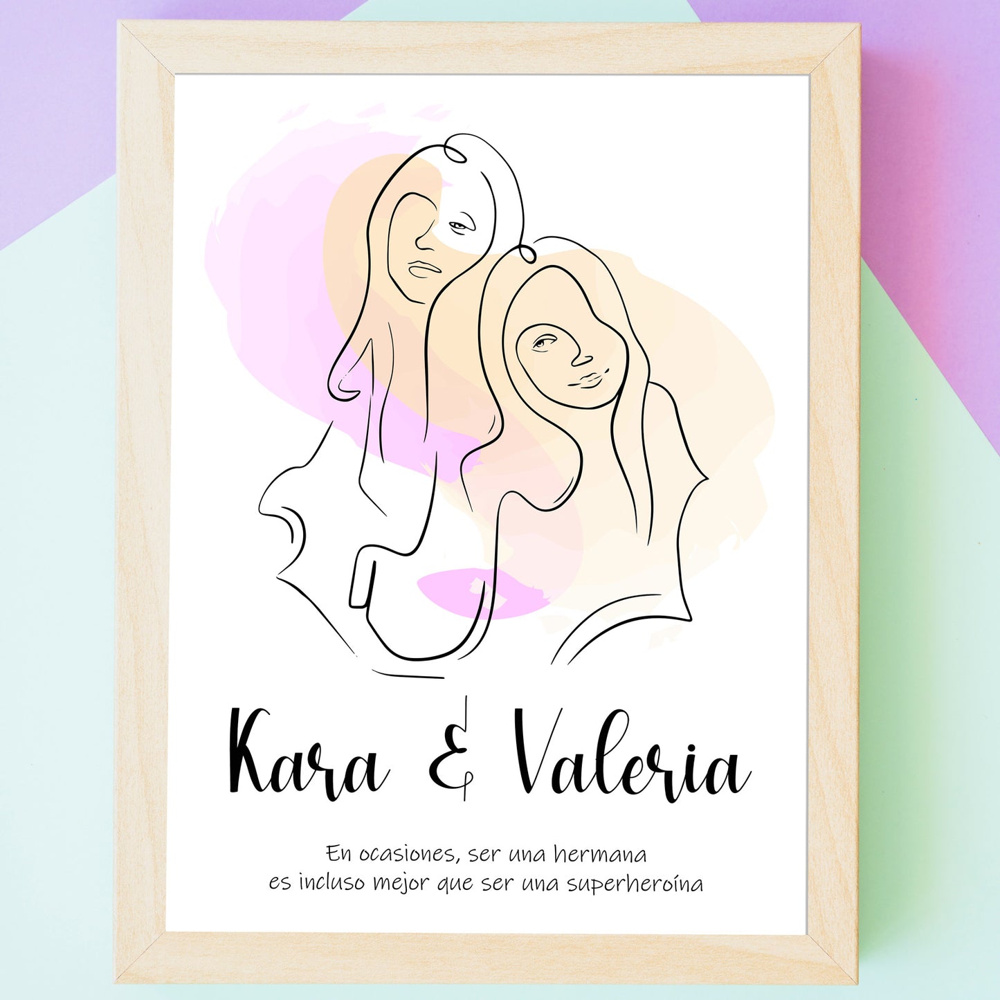 Lámina Personalizada Hermanas Con Sus Nombres Y Frase Superheroinas Regalo De Diseño Para Momentos Unicos. Ideal Para Eventos. Cumpleaños, Aniversarios, Nacimientos