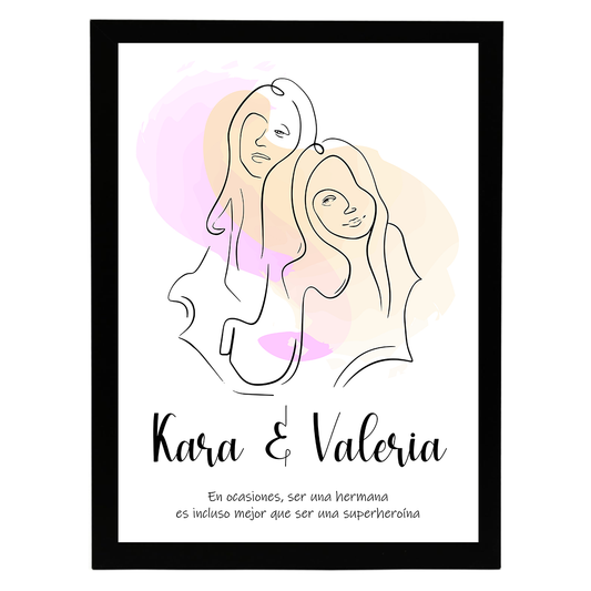 Lámina Personalizada Hermanas Con Sus Nombres Y Frase Superheroinas Regalo De Diseño Para Momentos Unicos. Ideal Para Eventos. Cumpleaños, Aniversarios, Nacimientos