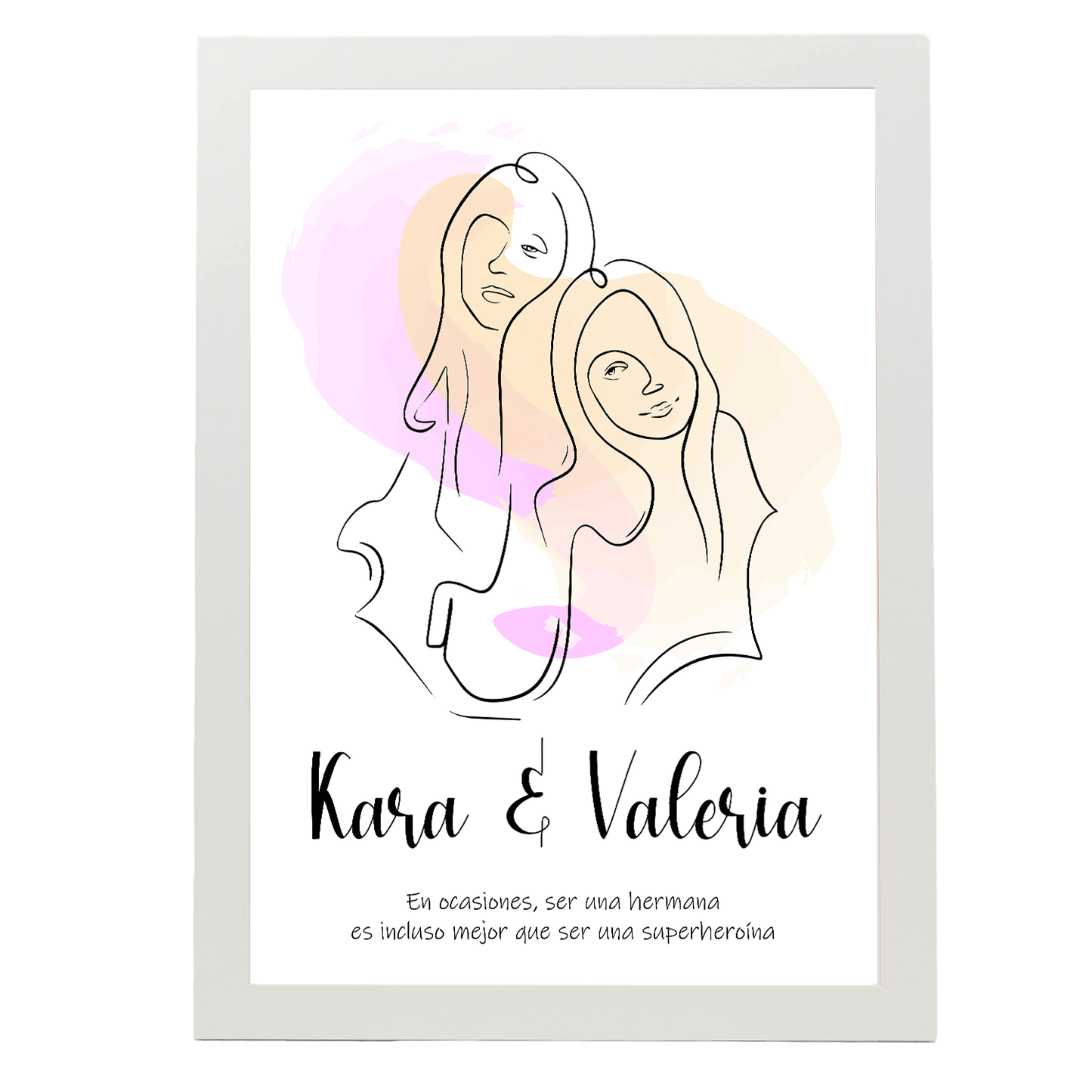 Lámina Personalizada Hermanas Con Sus Nombres Y Frase Superheroinas Regalo De Diseño Para Momentos Unicos. Ideal Para Eventos. Cumpleaños, Aniversarios, Nacimientos