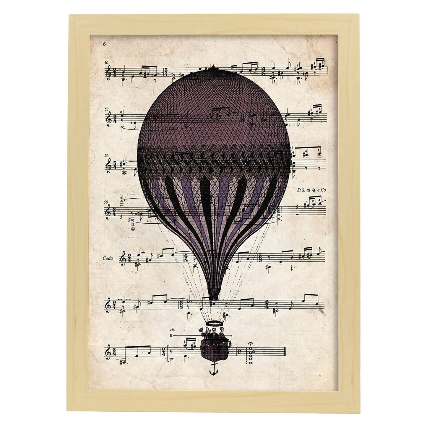 Poster de Globomorado. Láminas de globos aeroestáticos. Diseño con imágenes de globos.-Artwork-Nacnic-A3-Marco Madera clara-Nacnic Estudio SL