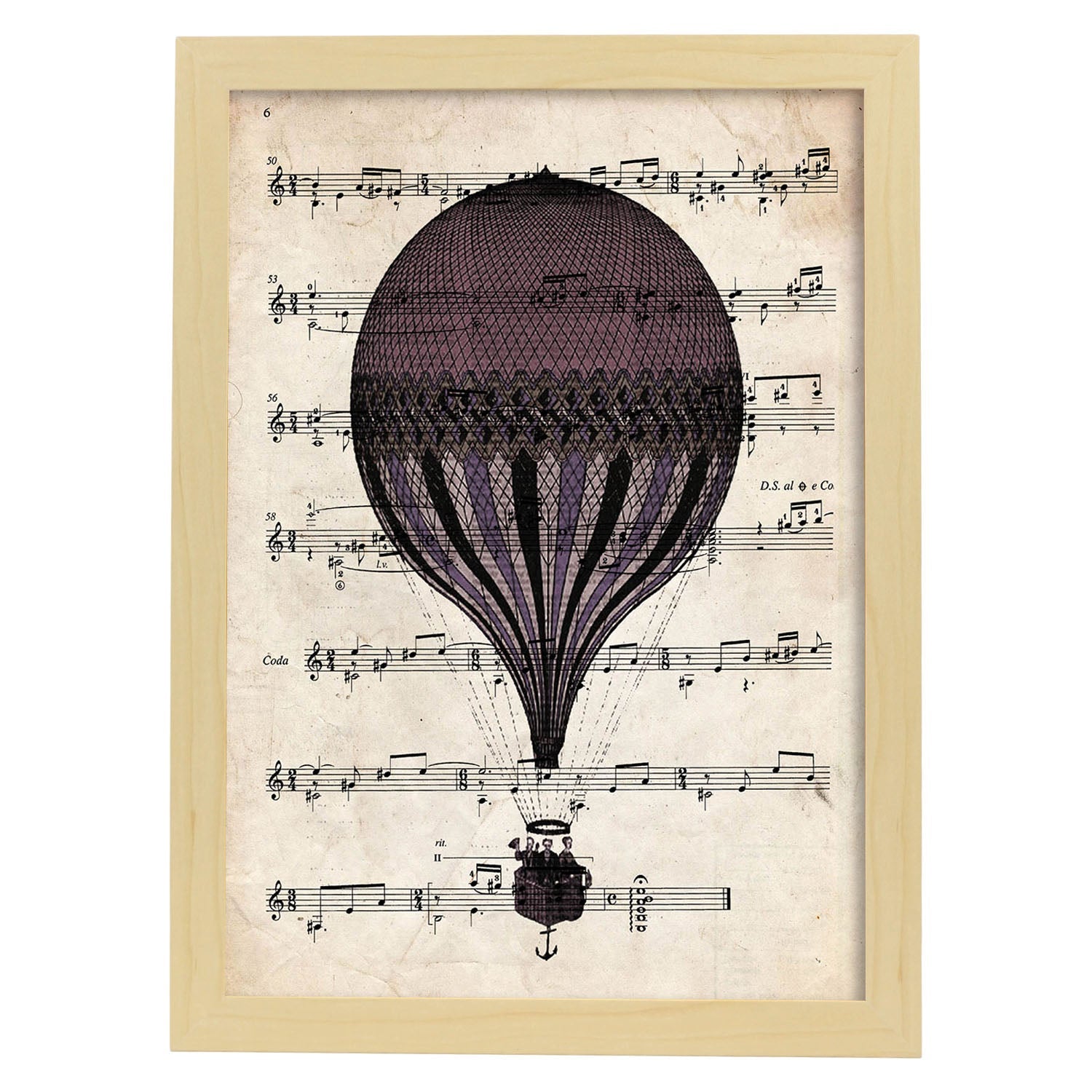 Poster de Globomorado. Láminas de globos aeroestáticos. Diseño con imágenes de globos.-Artwork-Nacnic-A3-Marco Madera clara-Nacnic Estudio SL
