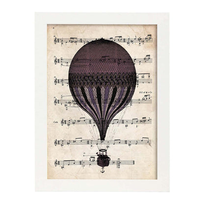 Poster de Globomorado. Láminas de globos aeroestáticos. Diseño con imágenes de globos.-Artwork-Nacnic-A4-Marco Blanco-Nacnic Estudio SL