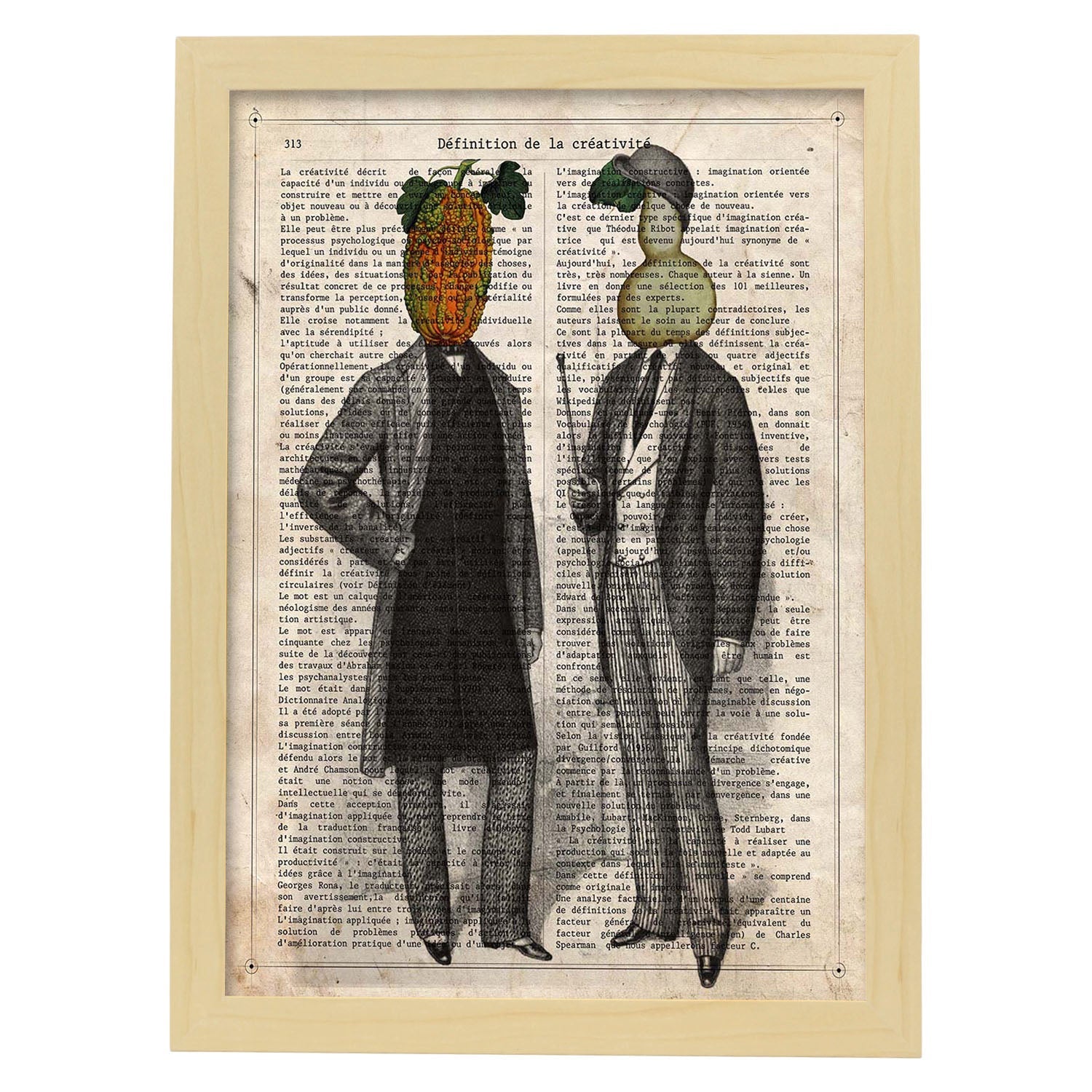 Poster de Calabazas. Láminas de frutas y verduras con definiciones. Ilustraciones de alimentacion vegetariana.-Artwork-Nacnic-A3-Marco Madera clara-Nacnic Estudio SL