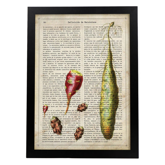 Poster de Patatas. Láminas de frutas y verduras con definiciones. Ilustraciones de alimentacion vegetariana.-Artwork-Nacnic-A4-Marco Negro-Nacnic Estudio SL