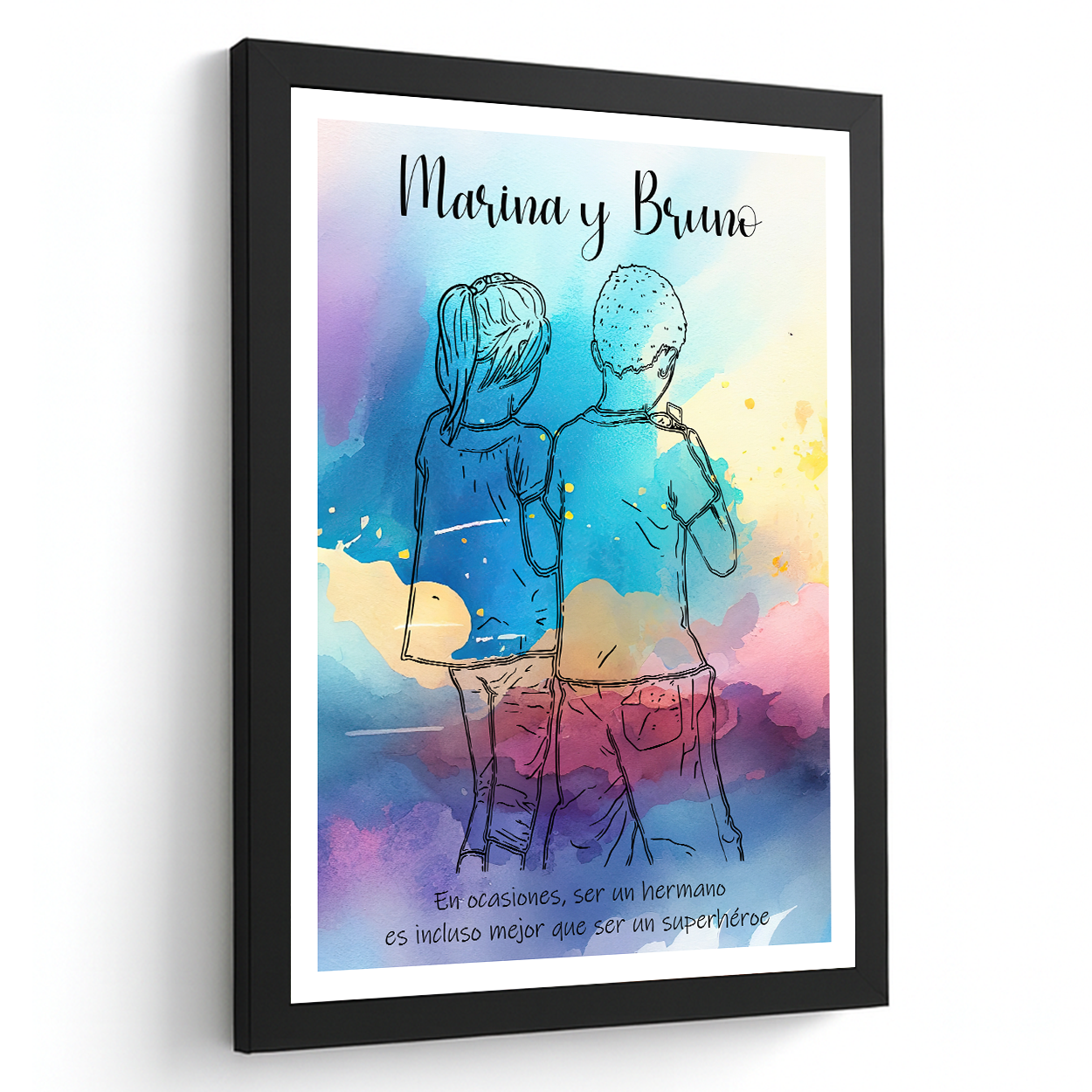 Lámina Personalizada Hermanos Con Sus Nombres Y Frases Superheroes Regalo De Diseño Para Momentos Unicos. Ideal Para Eventos. Cumpleaños, Aniversarios