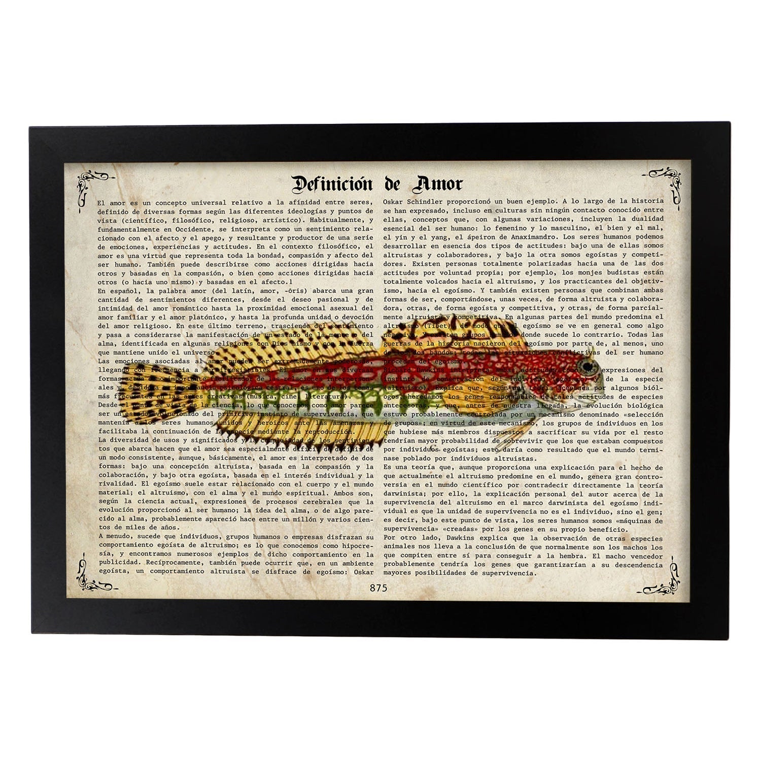 Poster de peces marinos. Lámina de Salarias con definicion. Diseño de peces marinos con definiciones.-Artwork-Nacnic-A3-Marco Negro-Nacnic Estudio SL