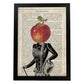 Poster de verduras humanas. Lámina Miss Manzana. Cuadros de humanos con cabezas de verdura.-Artwork-Nacnic-A4-Marco Negro-Nacnic Estudio SL