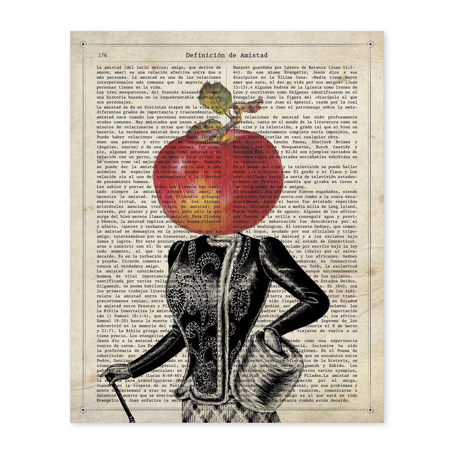 Poster de verduras humanas. Lámina Miss Manzana. Cuadros de humanos con cabezas de verdura.-Artwork-Nacnic-A4-Sin marco-Nacnic Estudio SL