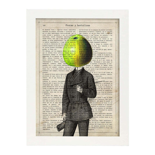 Poster de verduras humanas. Lámina Mr. Manzana. Cuadros de humanos con cabezas de verdura.-Artwork-Nacnic-A4-Marco Blanco-Nacnic Estudio SL