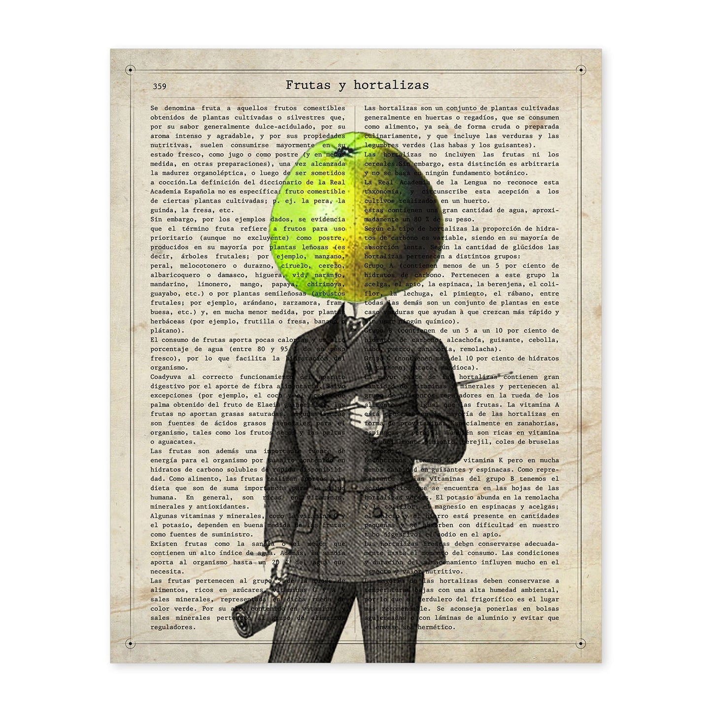 Poster de verduras humanas. Lámina Mr. Manzana. Cuadros de humanos con cabezas de verdura.-Artwork-Nacnic-A4-Sin marco-Nacnic Estudio SL