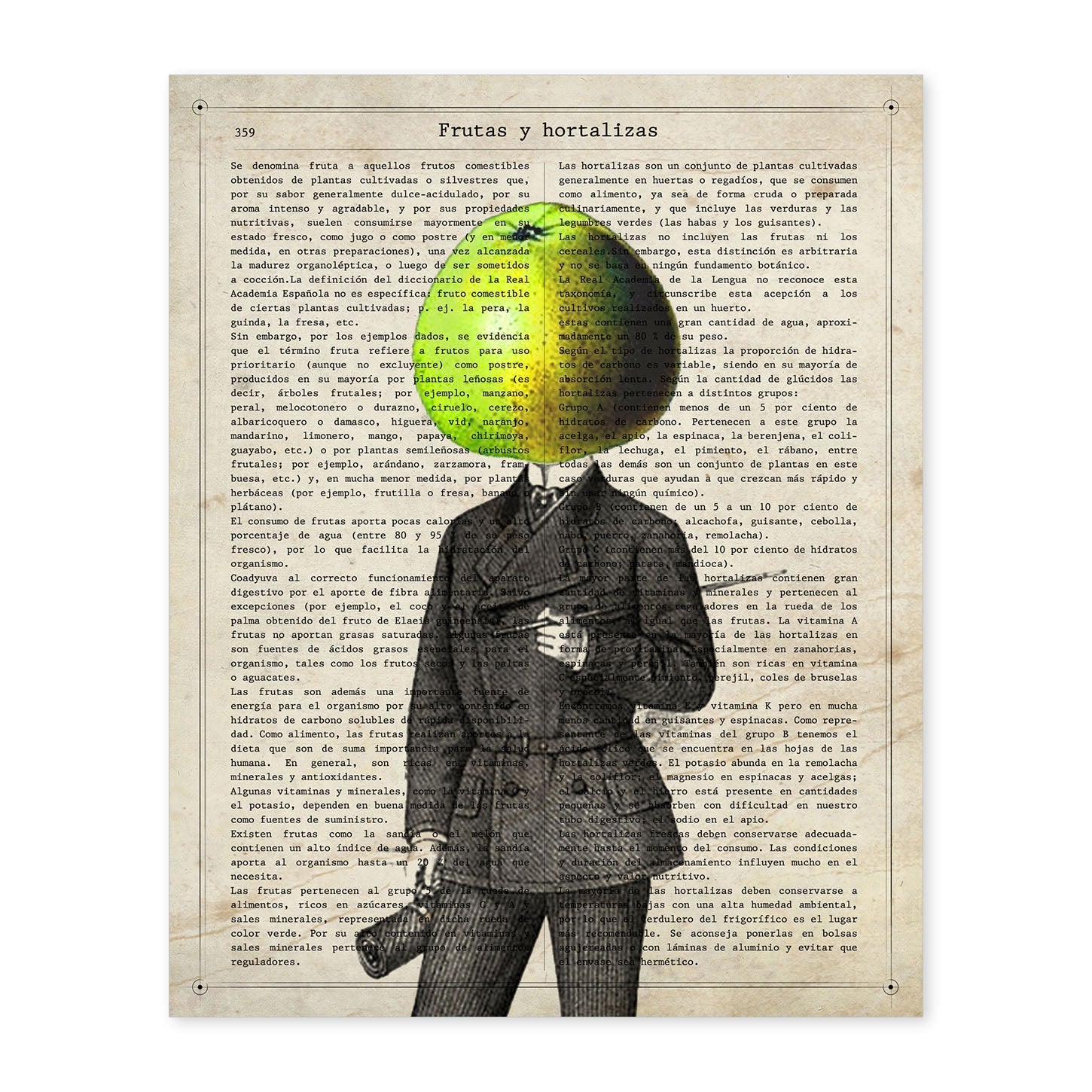 Poster de verduras humanas. Lámina Mr. Manzana. Cuadros de humanos con cabezas de verdura.-Artwork-Nacnic-A4-Sin marco-Nacnic Estudio SL