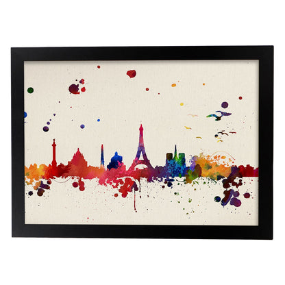 Poster de Paris. Láminas e ilustraciones de ciudades, comunidades, y mapas de España.-Artwork-Nacnic-A4-Marco Negro-Nacnic Estudio SL