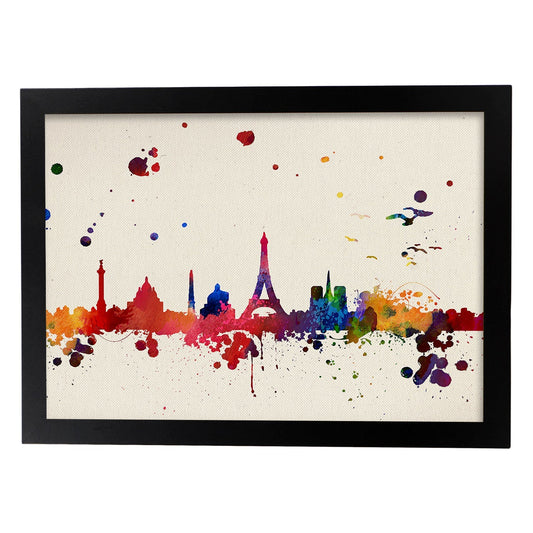Poster de Paris. Láminas e ilustraciones de ciudades, comunidades, y mapas de España.-Artwork-Nacnic-A4-Marco Negro-Nacnic Estudio SL