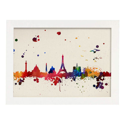 Poster de Paris. Láminas e ilustraciones de ciudades, comunidades, y mapas de España.-Artwork-Nacnic-A4-Marco Blanco-Nacnic Estudio SL