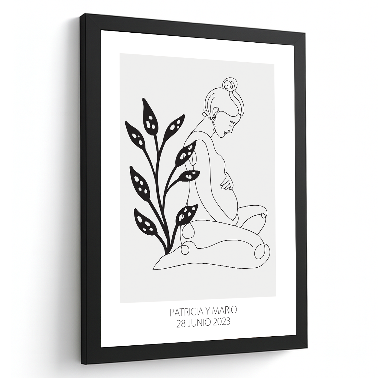 Lámina Personalizada Mujer Embarazada Con Nombres Y Fecha Nacimiento Regalo De Diseño Para Momentos Unicos. Ideal Para Eventos. Cumpleaños, Aniversarios