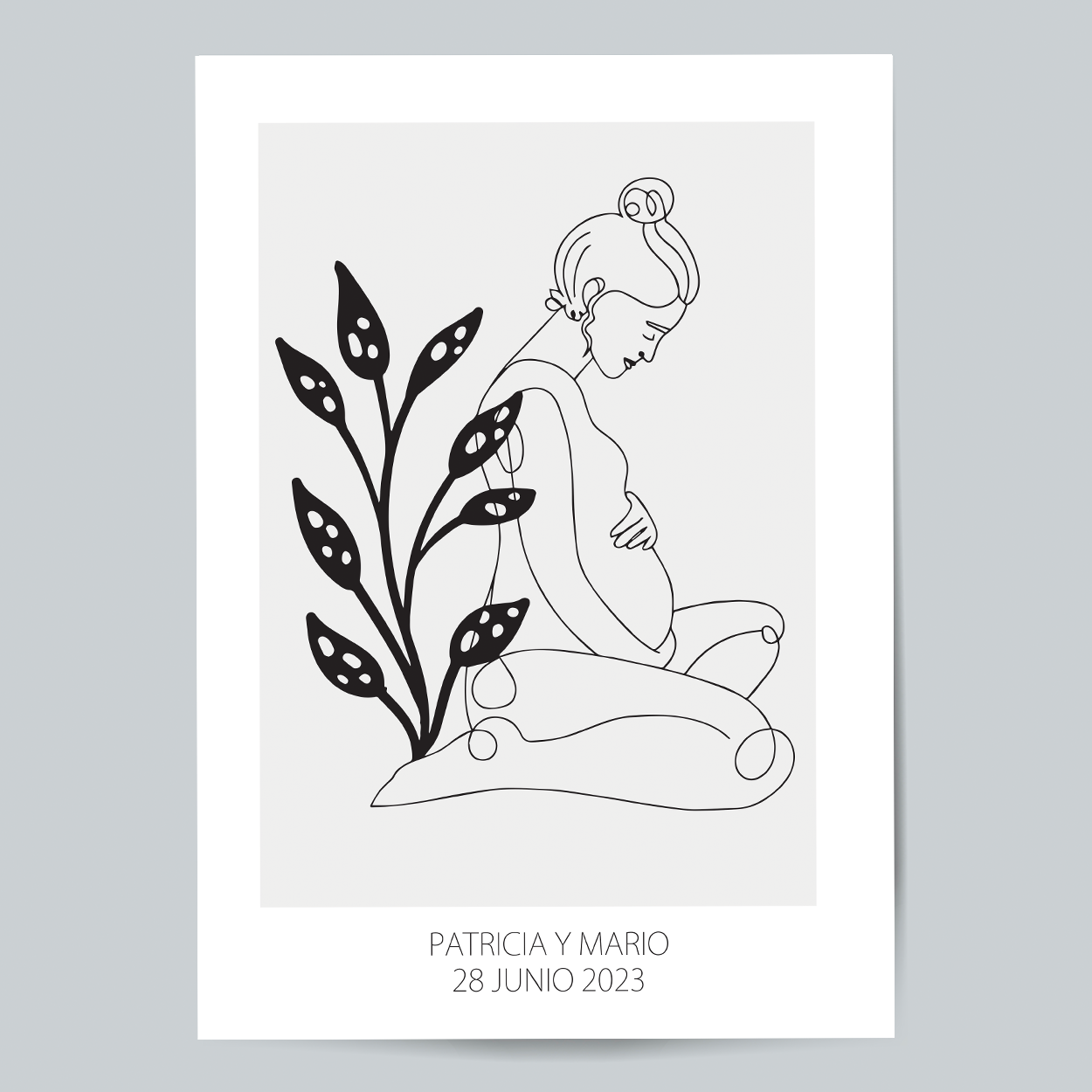 Lámina Personalizada Mujer Embarazada Con Nombres Y Fecha Nacimiento Regalo De Diseño Para Momentos Unicos. Ideal Para Eventos. Cumpleaños, Aniversarios