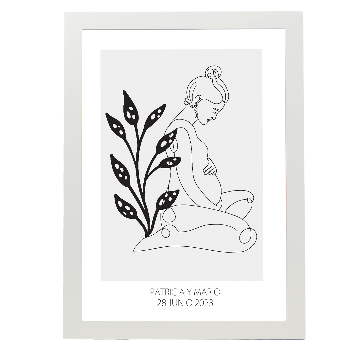 Lámina Personalizada Mujer Embarazada Con Nombres Y Fecha Nacimiento Regalo De Diseño Para Momentos Unicos. Ideal Para Eventos. Cumpleaños, Aniversarios