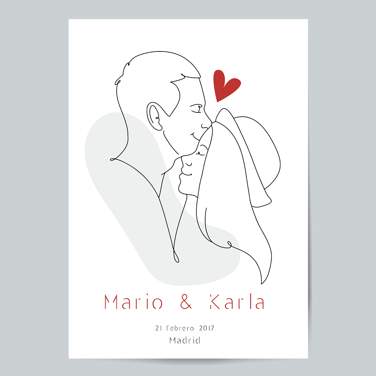 Lámina Personalizada Pareja Beso Y Corazon Con Nombres, Fecha En Que Se Conocieron Y Lugar Regalo De Diseño Para Momentos Unicos. Ideal Para Eventos. Cumpleaños, Aniversarios, Nacimientos