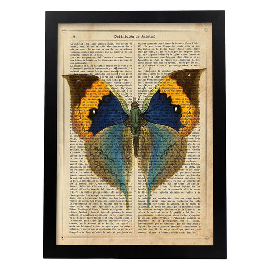Poster de Mariposa Style con definición. Láminas de animales con texto y definición. Diseño de interiores basado en animales.-Artwork-Nacnic-A4-Marco Negro-Nacnic Estudio SL