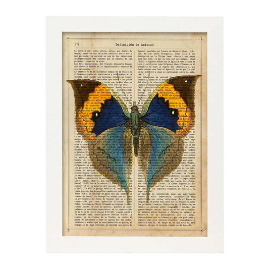 Poster de Mariposa Style con definición. Láminas de animales con texto y definición. Diseño de interiores basado en animales.-Artwork-Nacnic-A4-Marco Blanco-Nacnic Estudio SL