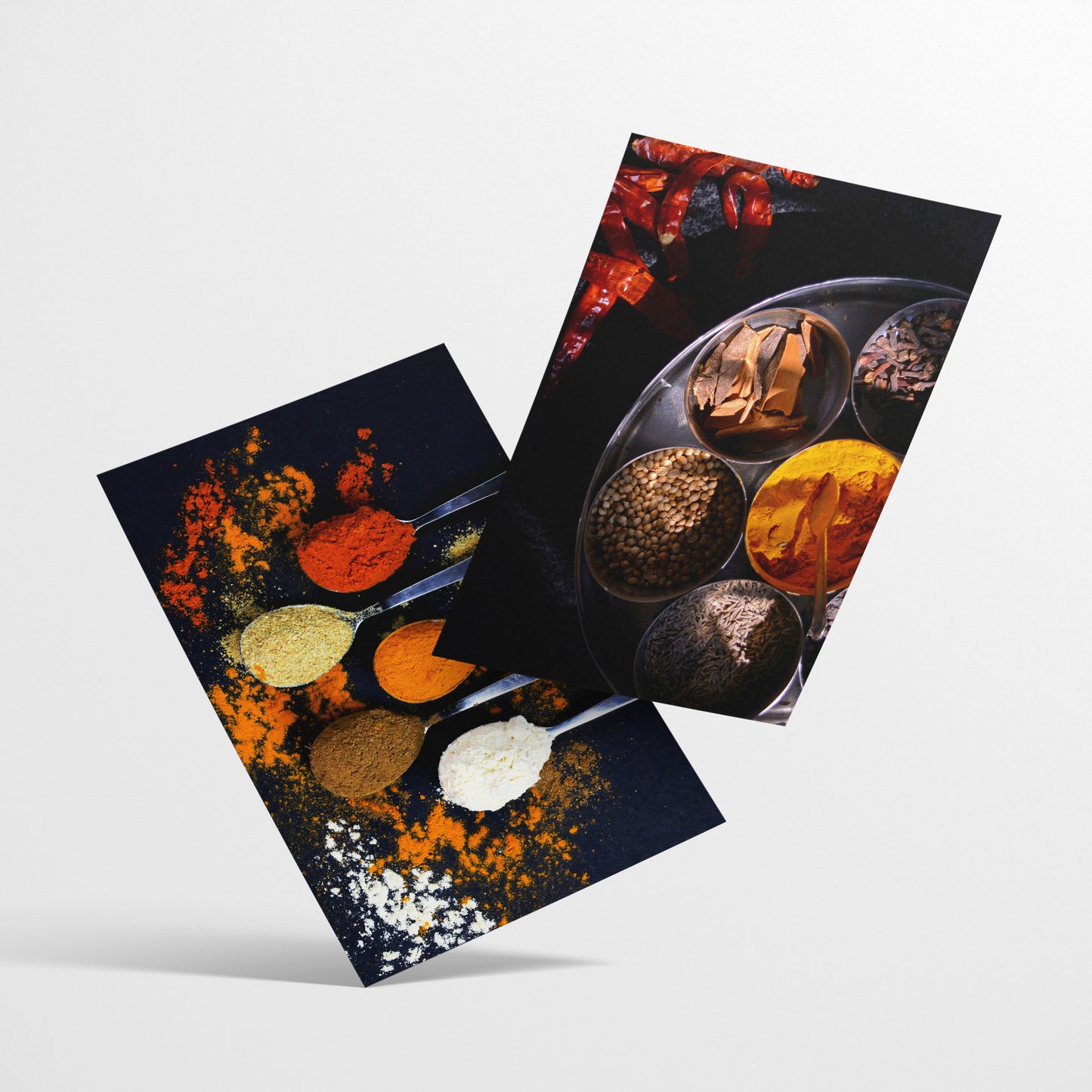 Set de 2 Cuadros de Cocina con Especias Picantes y Condimentos Coloridos de Comida para Cocinar Ilustración Impresa para Decorar Cocina, Despensa, Comedor, Restaurante