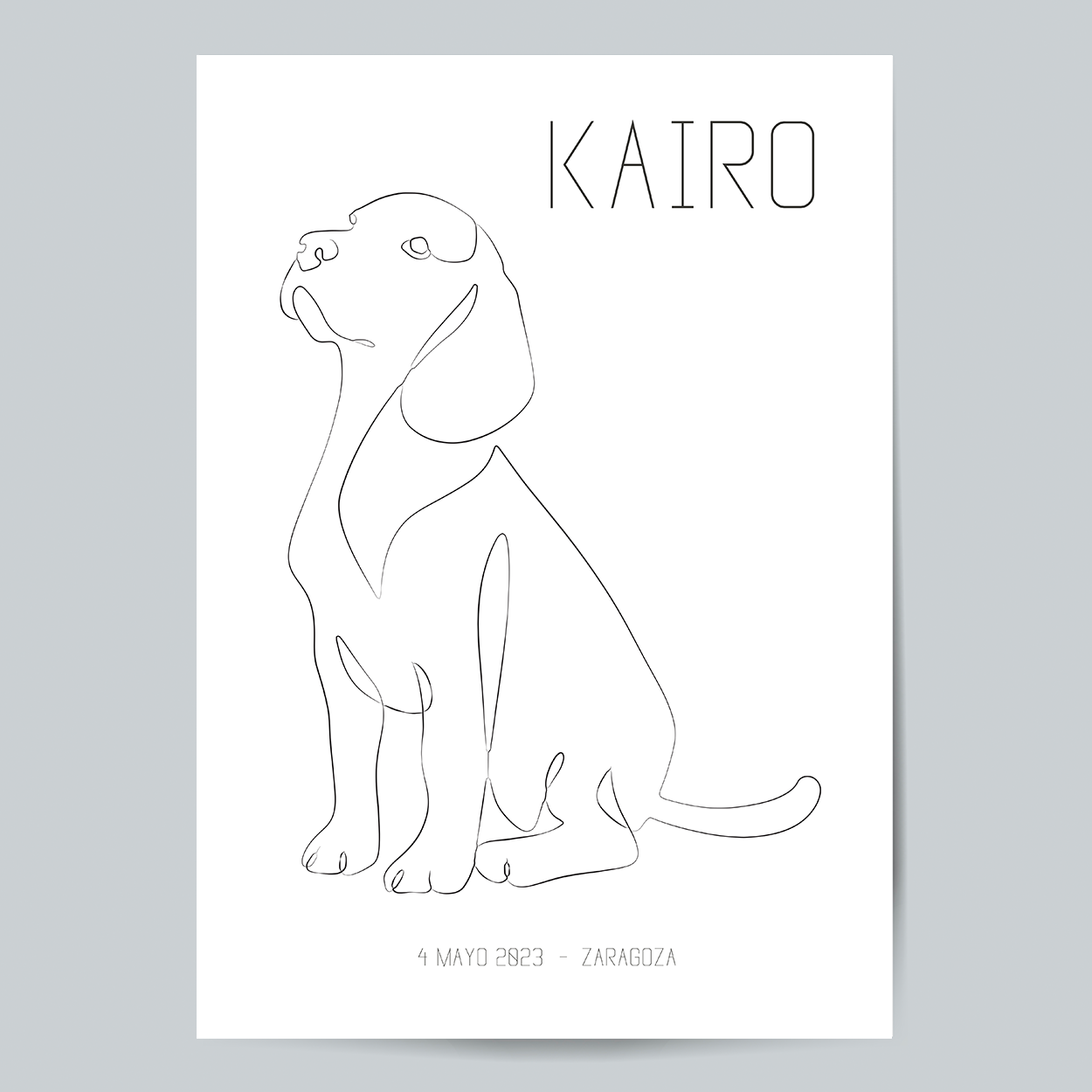 Lámina Personalizada Perro Con Nombre, Fecha De Nacimiento Y Lugar Regalo De Diseño Para Momentos Unicos. Ideal Para Eventos. Cumpleaños, Aniversarios