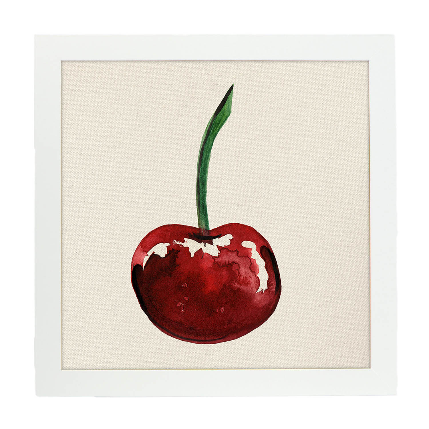 Poster cuadrado de Cereza sabrosa. Lámina de frutas y verduras de forma cuadrada, ilustrada con dibujos a color.-Artwork-Nacnic-20x20 cm-Marco Blanco-Nacnic Estudio SL