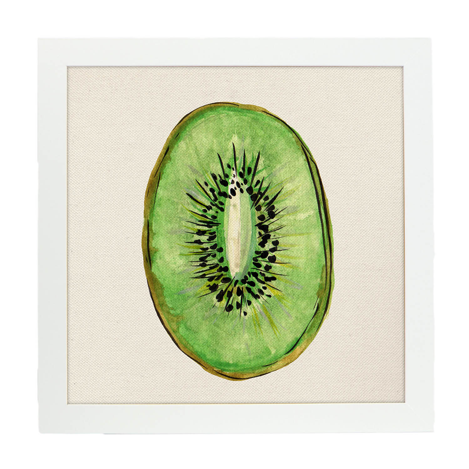 Poster cuadrado de Kiwi dulce. Lámina de frutas y verduras de forma cuadrada, ilustrada con dibujos a color.-Artwork-Nacnic-25x25 cm-Marco Blanco-Nacnic Estudio SL
