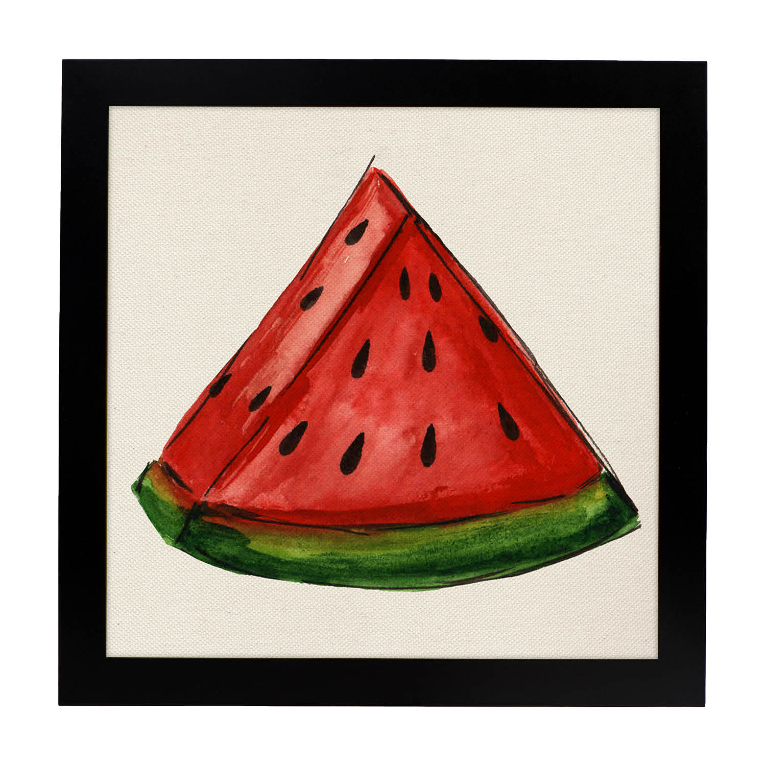 Poster cuadrado de Pepitas divertidas. Lámina de frutas y verduras de forma cuadrada, ilustrada con dibujos a color.-Artwork-Nacnic-20x20 cm-Marco Negro-Nacnic Estudio SL